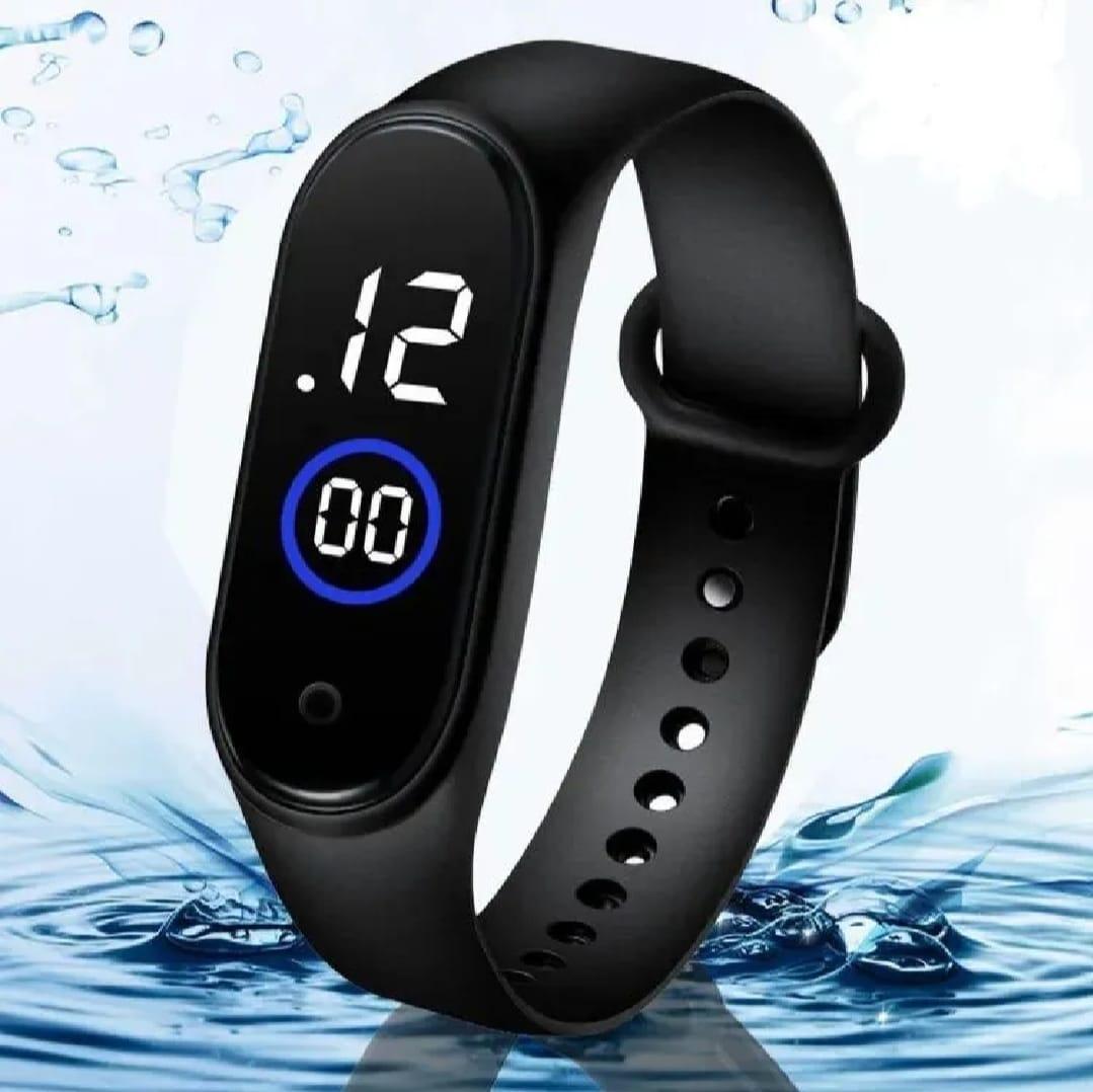 Waterproof LED kids watch black for boys and girls
