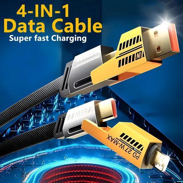 4 in 1 fast charging cable 65W PD compatible