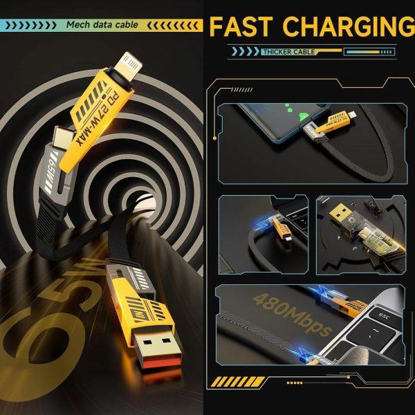 4-in-1 Fast Charging Cable – 65W PD Compatible