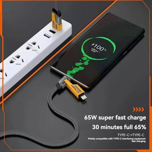 4-in-1 Fast Charging Cable – 65W PD Compatible