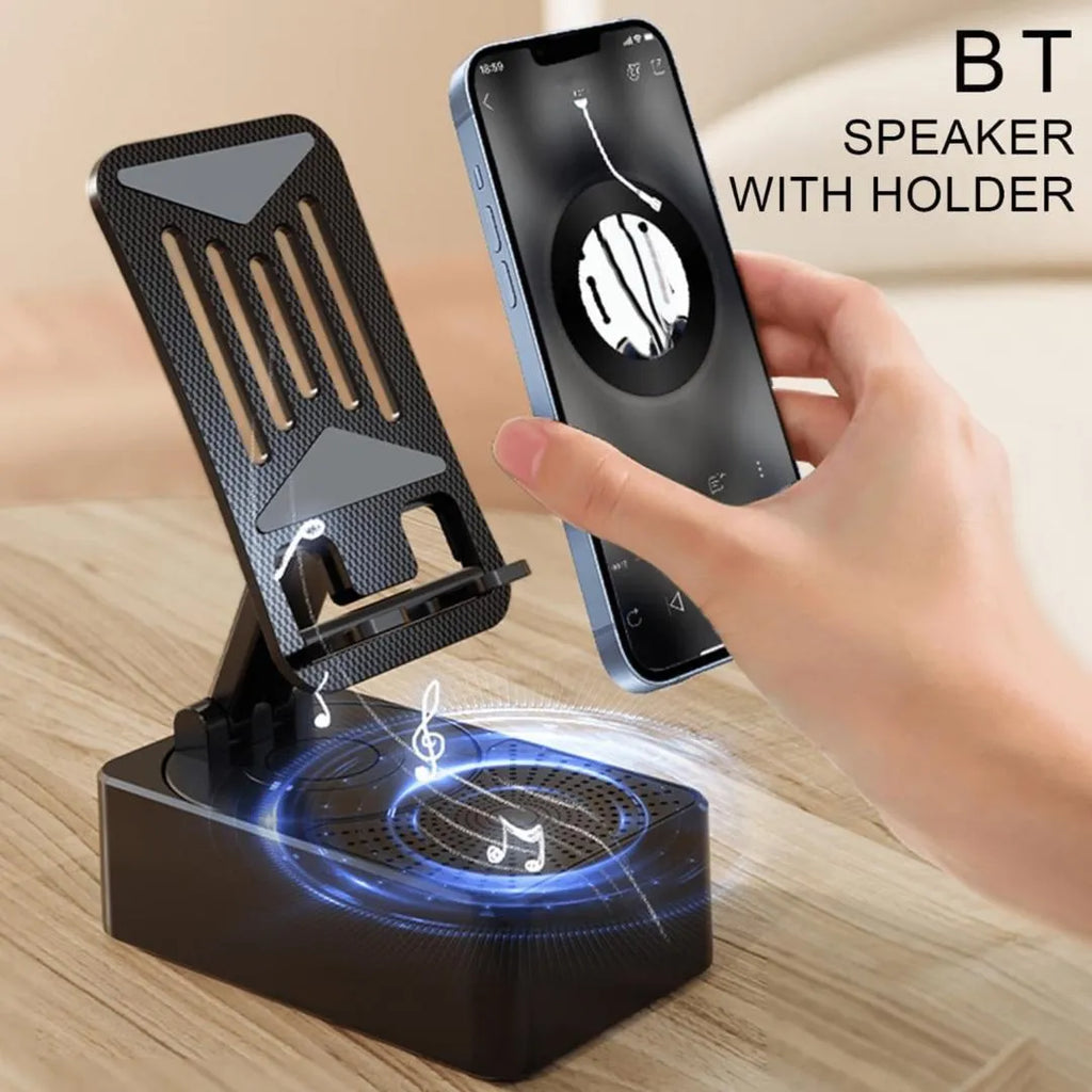 3-in-1 bluetooth speaker with foldable phone stand