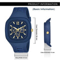 Blue Analogue Watch Gold Accents