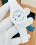 White Carbon Fiber Arabic Watch