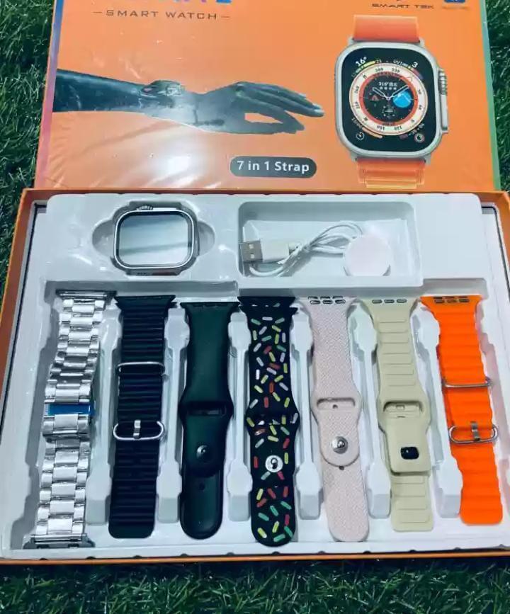 Smart Watch with 7 Straps & Fast Charge – Complete Set