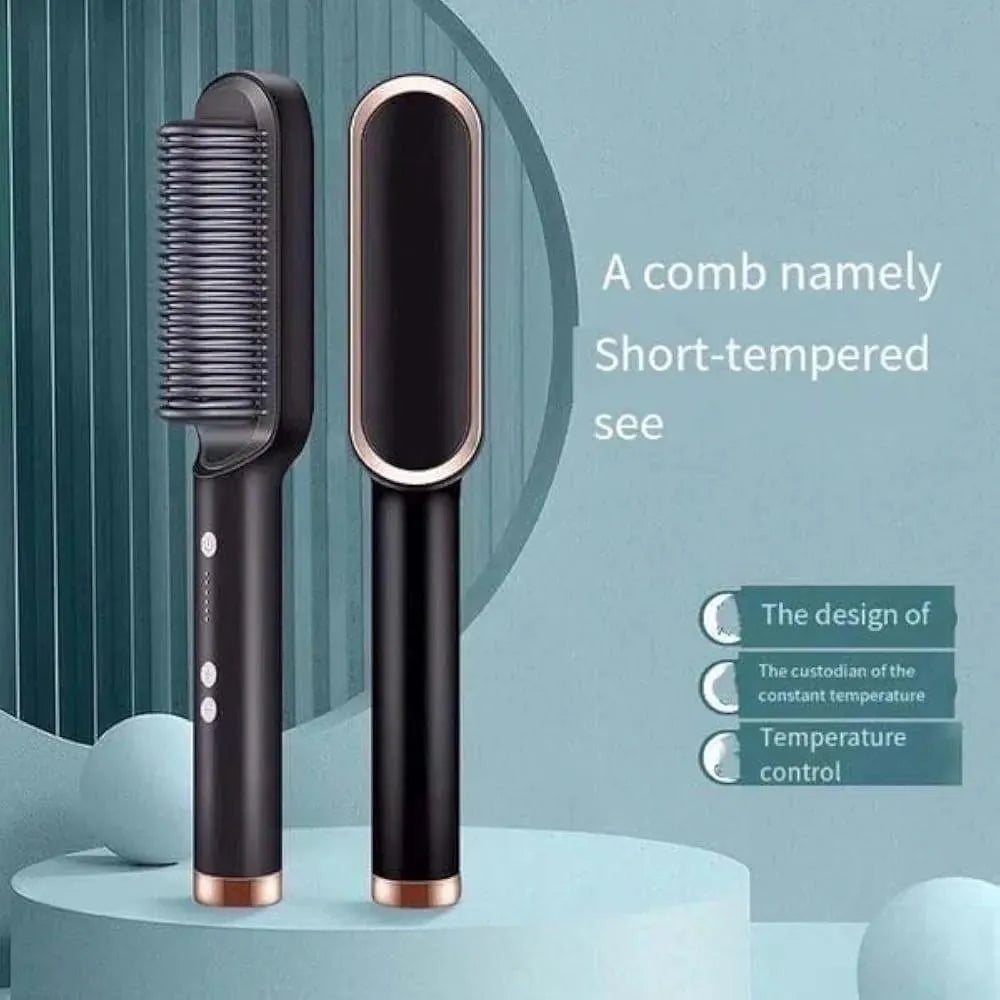 909 fast drying hair straightener brush black rose gold