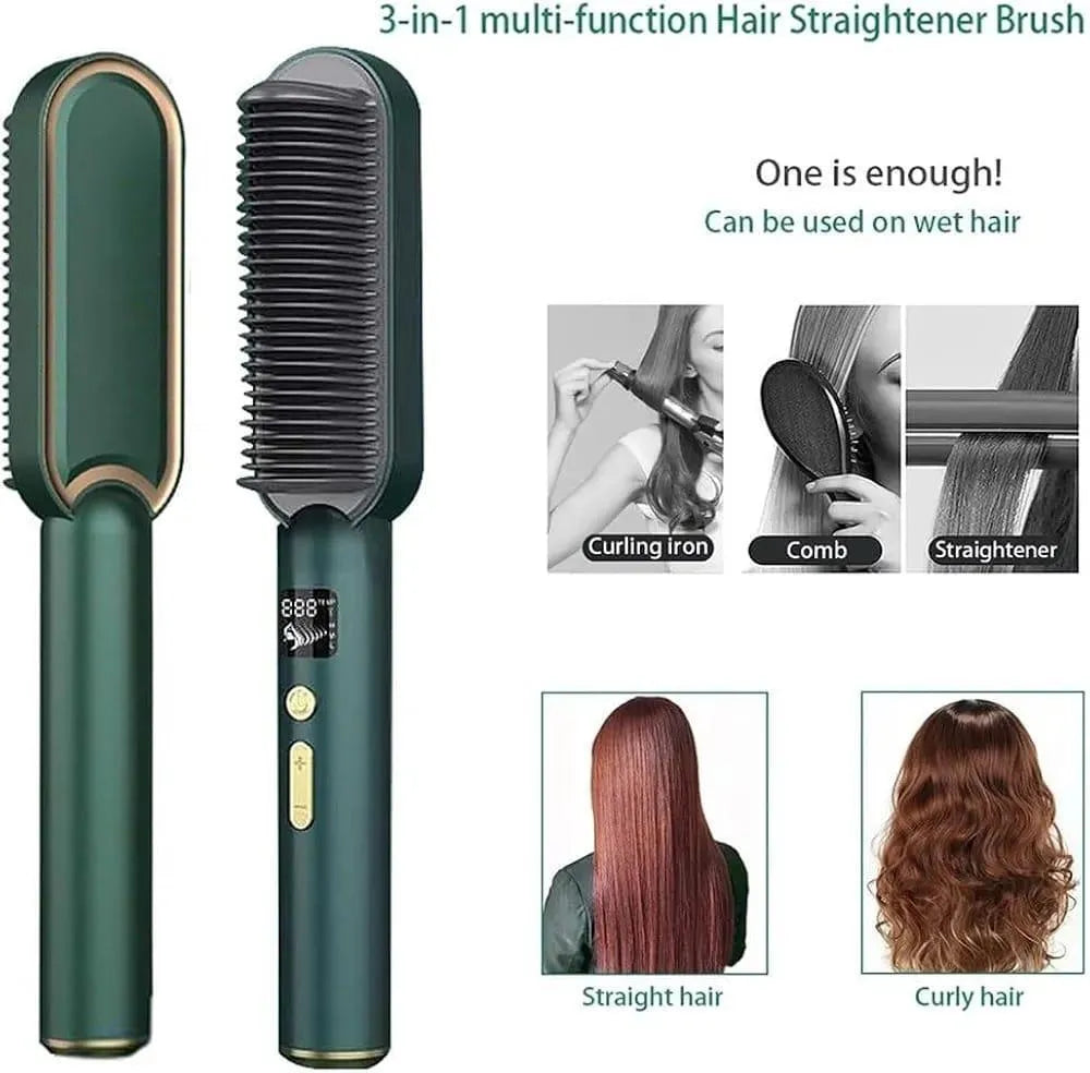 909 Hair Straightener Brush – Black Rose Gold