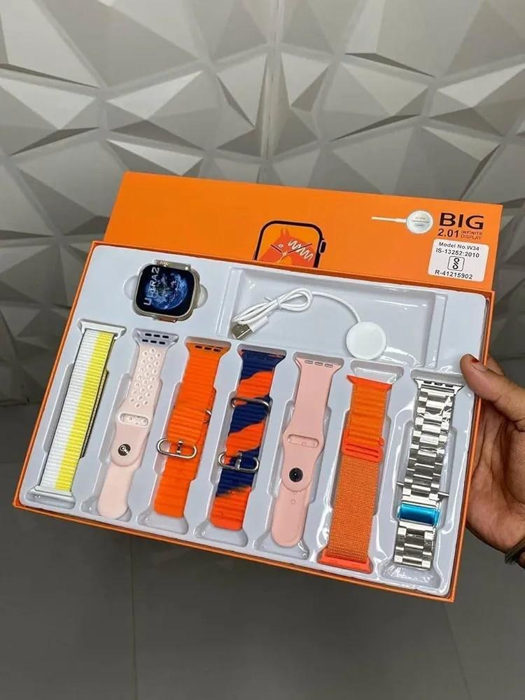 Multicolor Fitness Smart Watch – 7 Straps Gift Set
