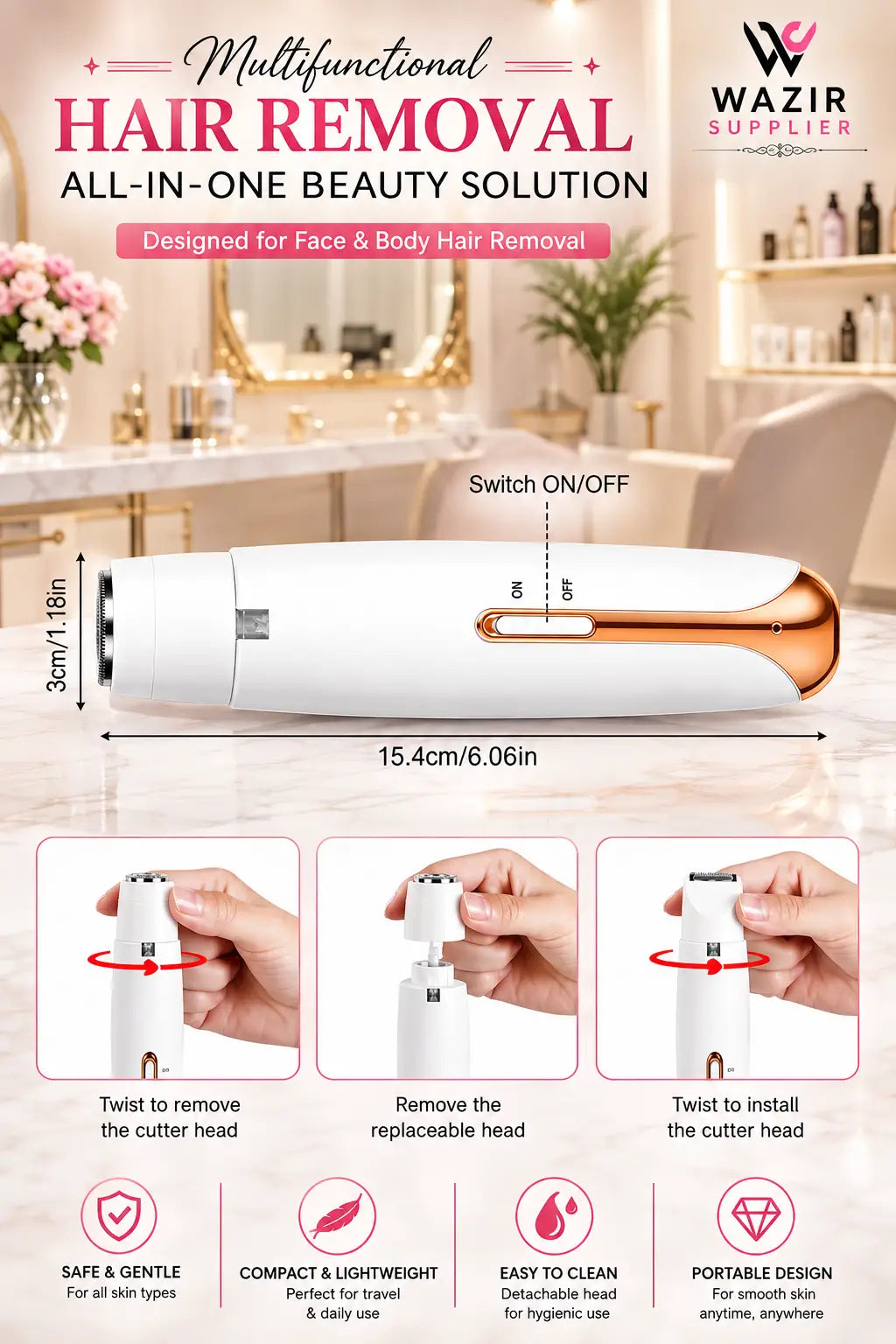 Women's Eyebrow & Facial Trimmer – Premium, Rechargeable