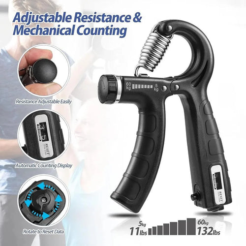 Adjustable hand gripper for home gym fitness training