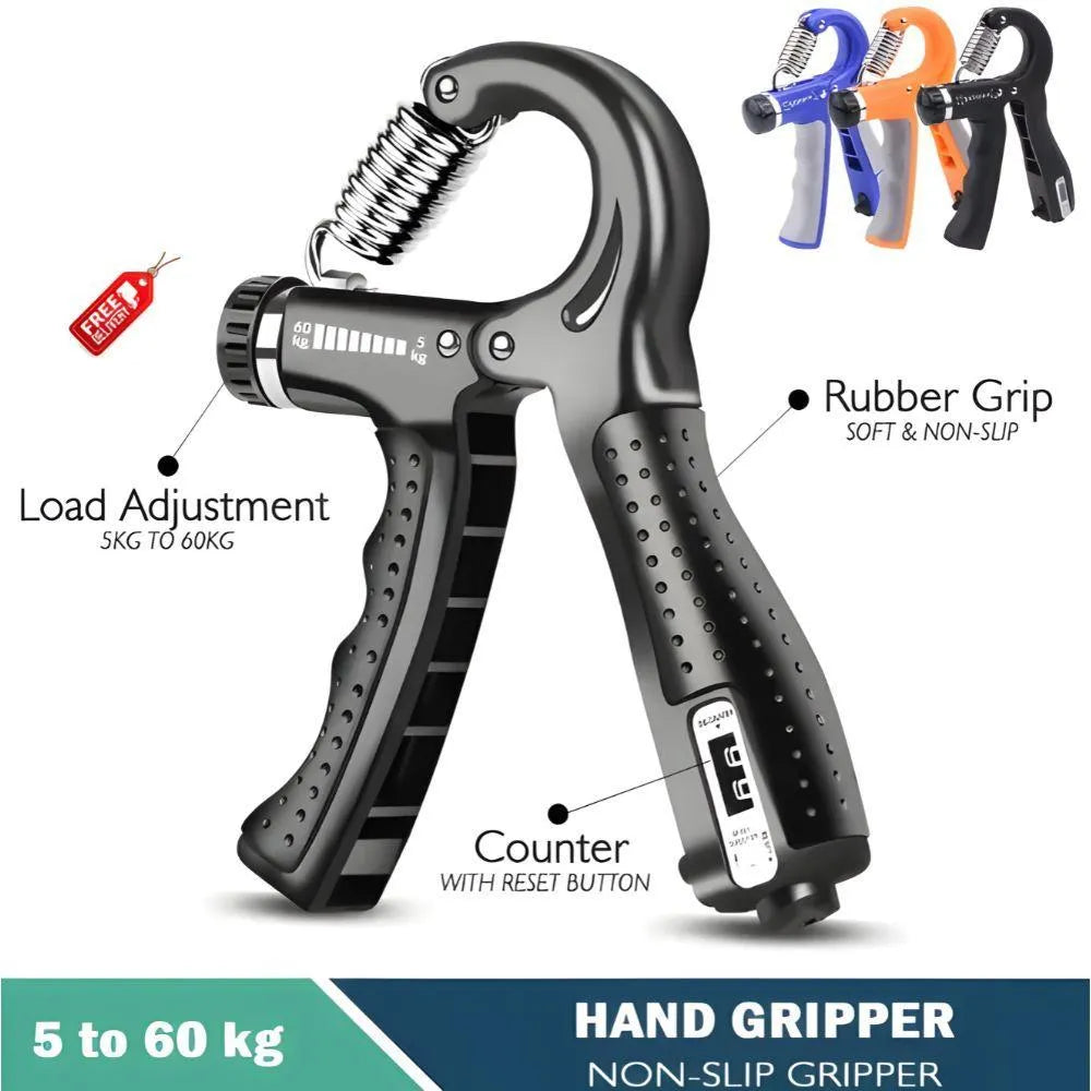 Adjustable hand gripper 5 to 60kg with counter