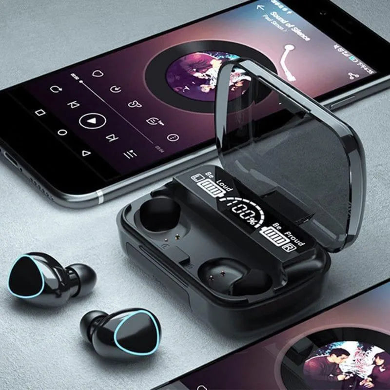 M10 Wireless Earbuds with LED battery display and charging case