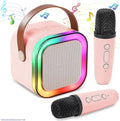 Portable LED party speaker with two microphones