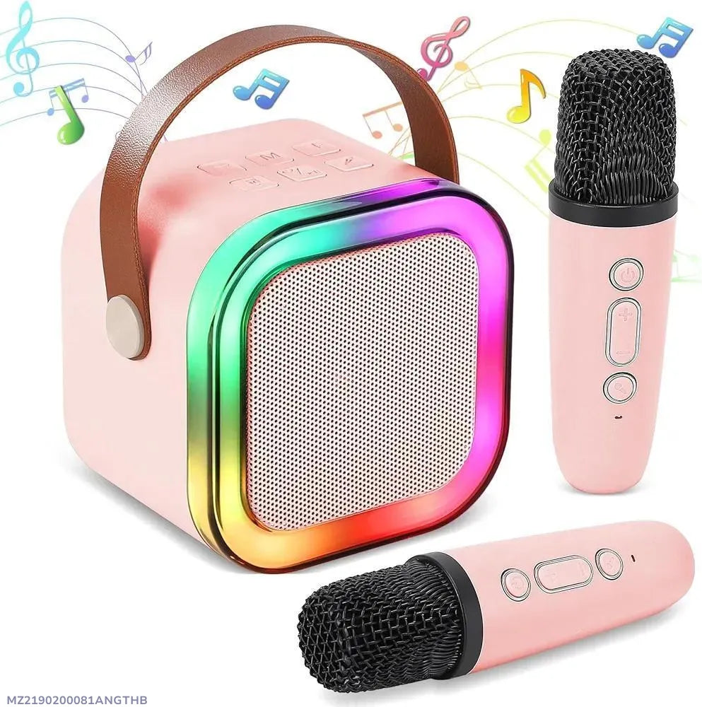 Portable LED party speaker with two microphones