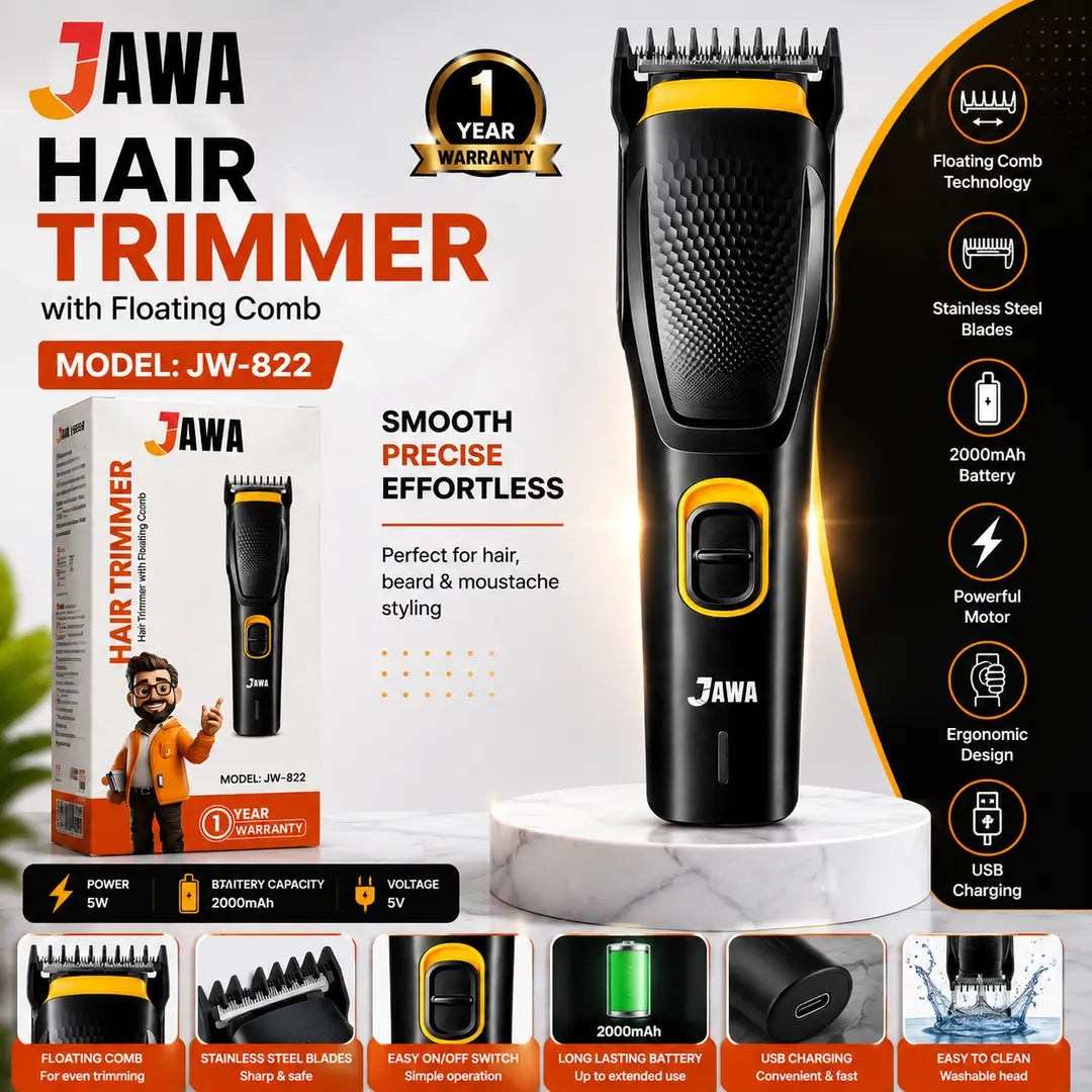 JAWA JW-822 professional hair trimmer with floating comb