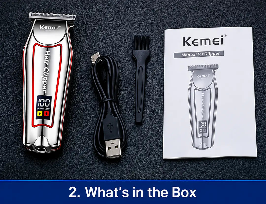 Kemei KM-034 Hair Clipper – T-Blade, Digital Display