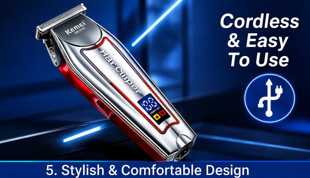 Kemei KM-034 Hair Clipper – T-Blade, Digital Display