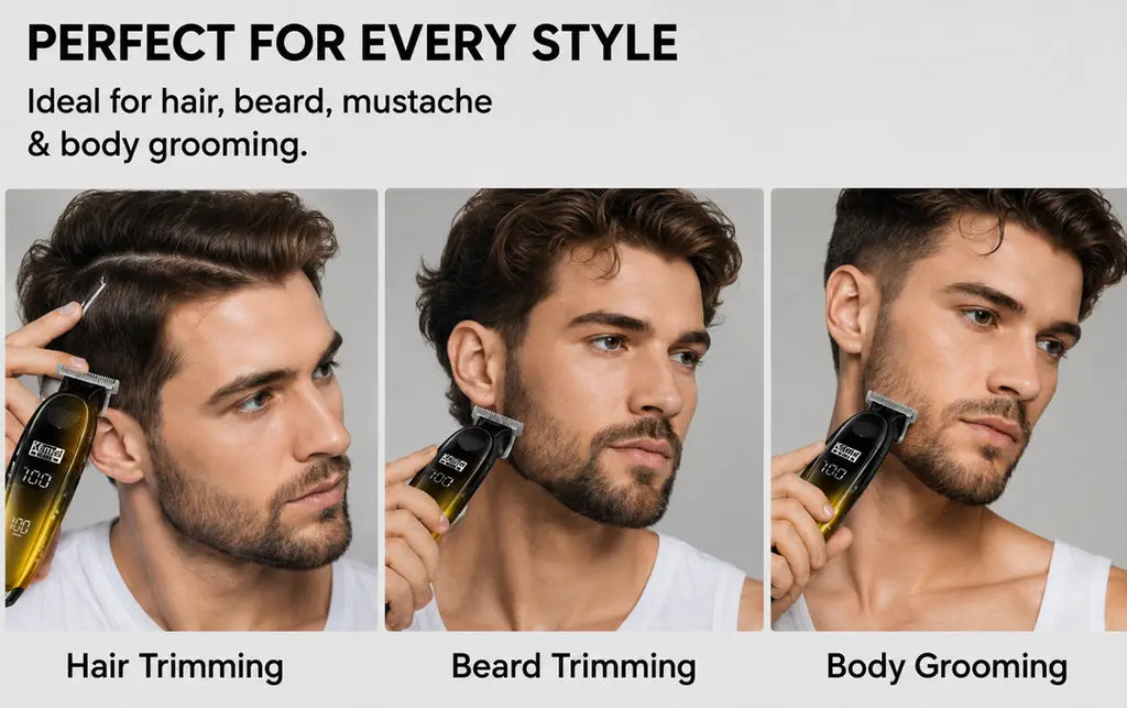 Kemei KM-1742 Hair & Beard Trimmer – Cordless, LED Display