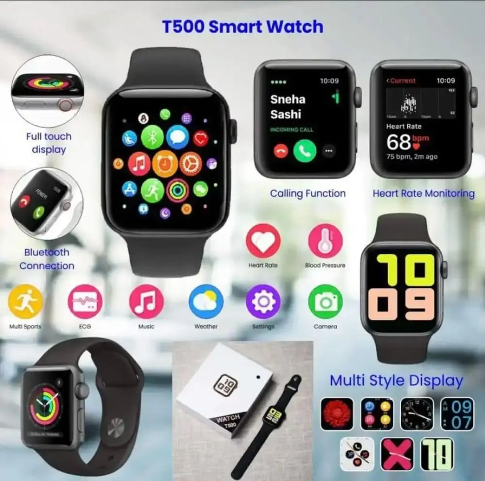 T500 Smart Watch – Full Touch, Bluetooth Calling