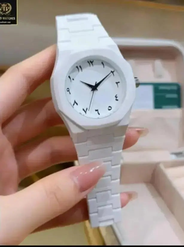 Carbon Fiber White Arabic Aura Watch