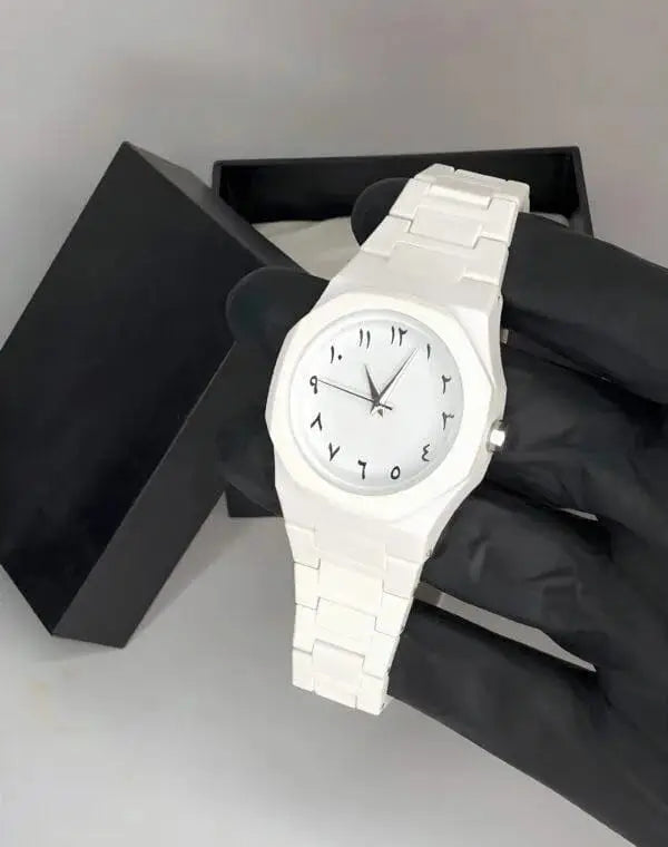 Carbon Fiber White Arabic Aura Watch