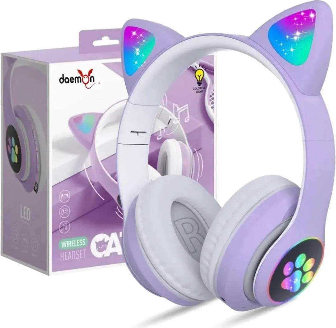 Pink LED gaming headphones product photo