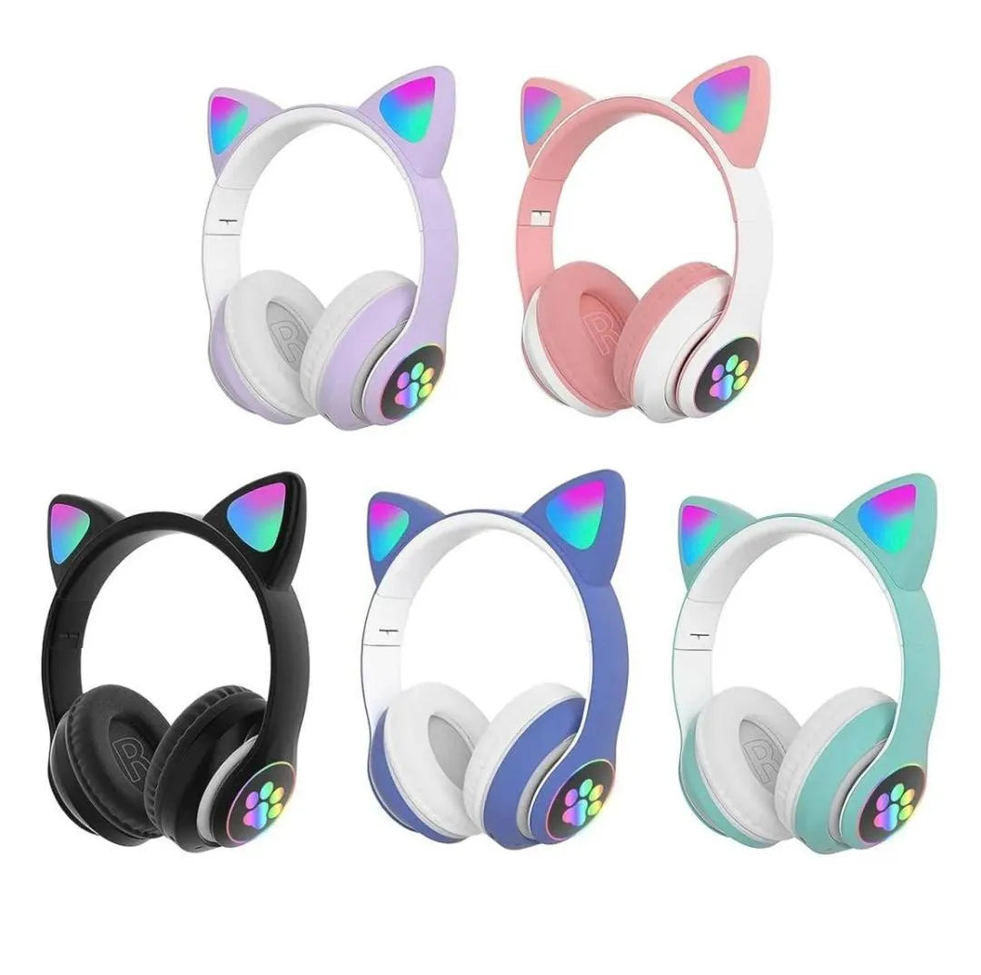 Cat ear wireless headphones for kids and gaming