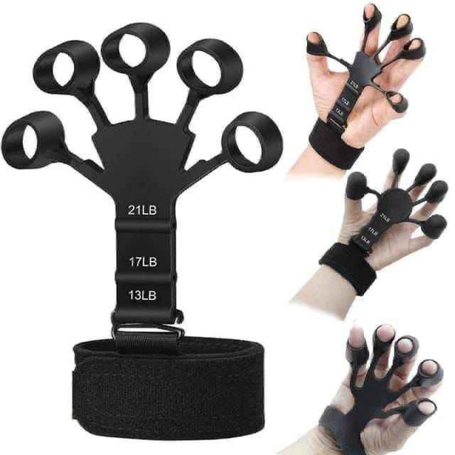 Black silicone finger gripper for workout and music practice